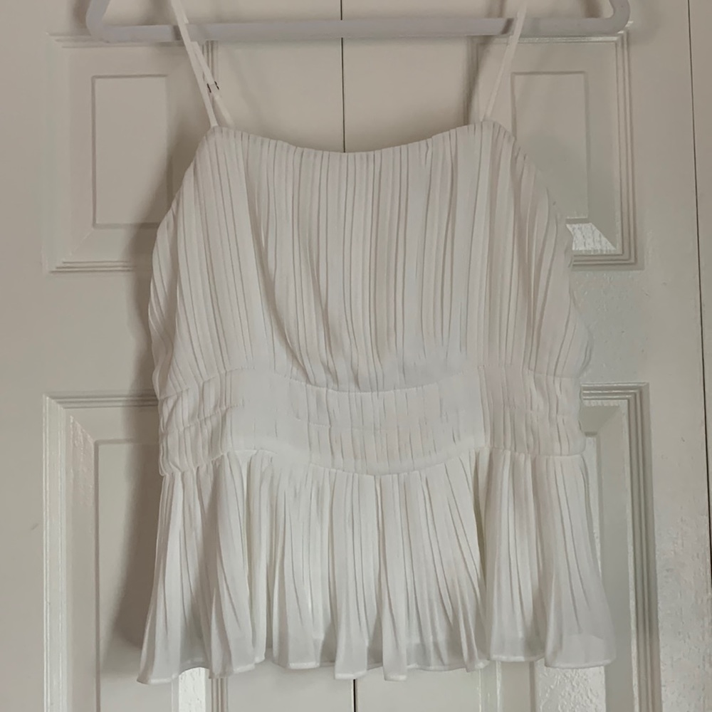 Naked Zebra white pleated tank top, size small.